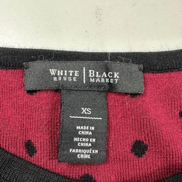WHITE HOUSE BLACK MARKET Two Way Interchangeable Sweater XS Black Pink Polka Dot - Picture 3 of 6